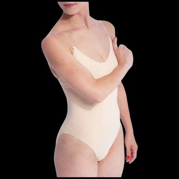 Capezio Tops - NWOT Capezio Nude Camisole-Style Leotard with Clear Transition Straps Sz Medium